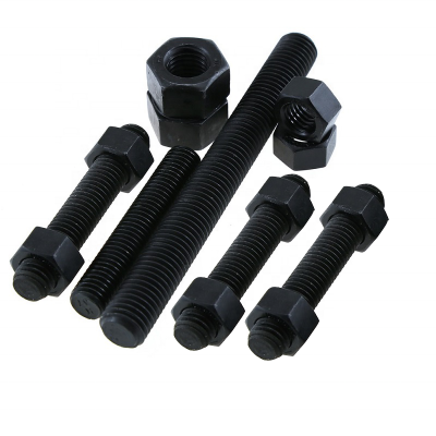 Black Carbon Steel high tensile DIN975 DIN976 grade 10.9 Xylon Coated ASTM A193 Gr B7 stud bolt with 2h nut